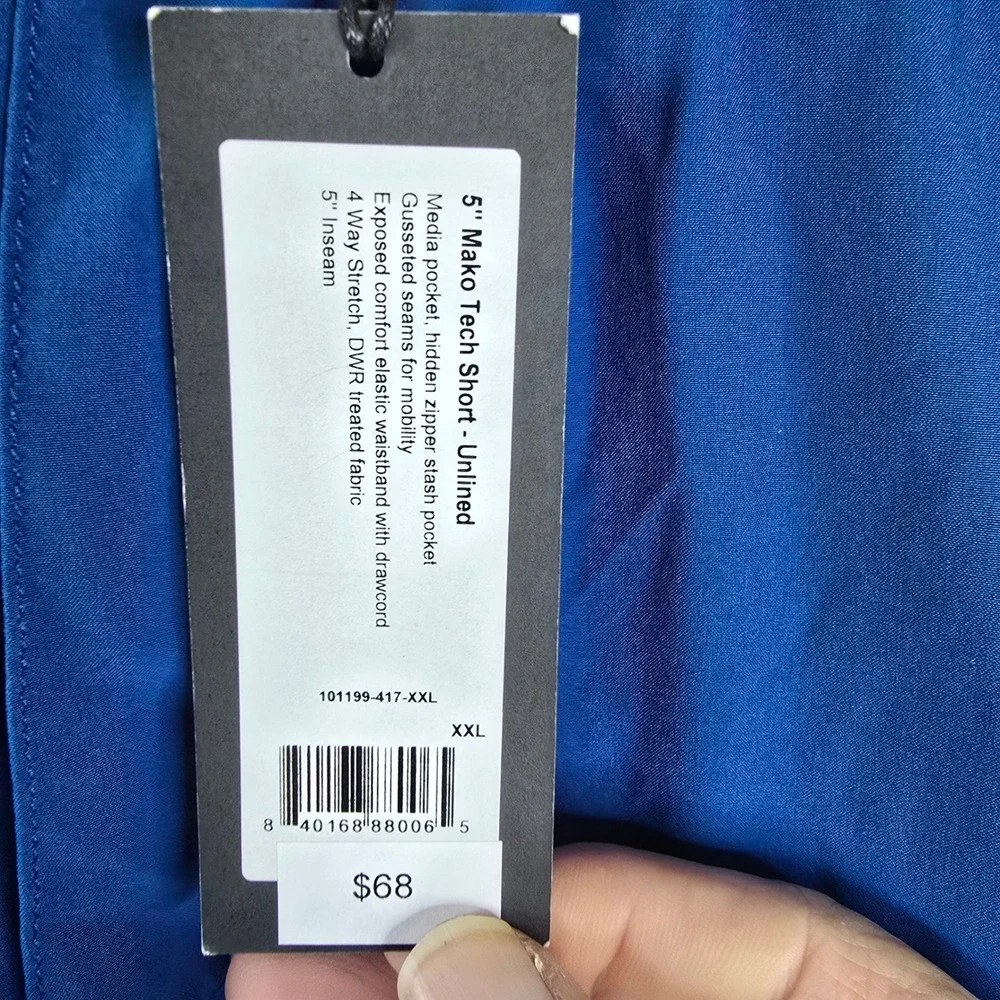 Rhone Mako Tech Short Unlined Blue 5 Inch Inseam Mens XXL 101199-417 NWT - Picture 7 of 8